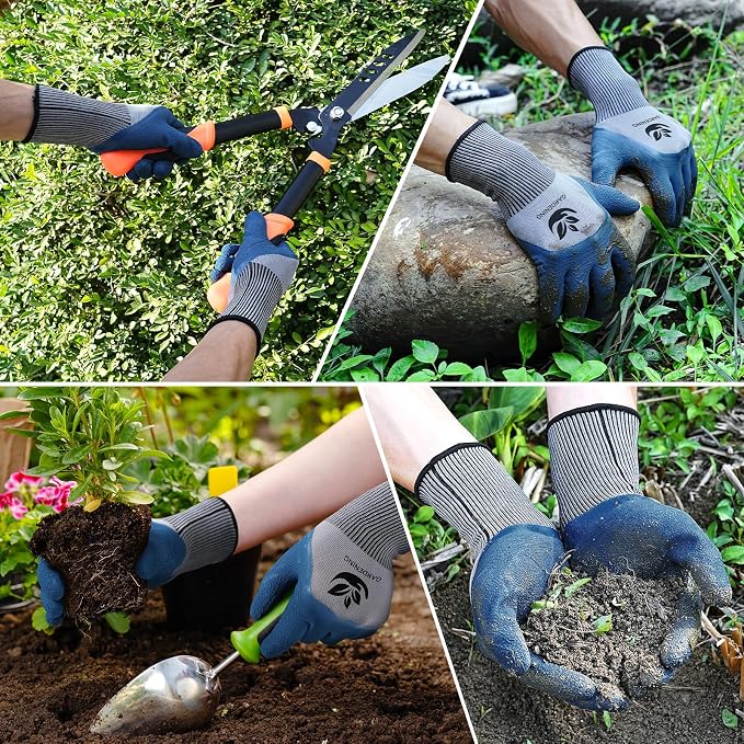 Trifabricy Garden Gloves for Women/Men - 6 Pairs Latex Gardening Gloves with Grip, Protective Work Gloves for Lawn Yard