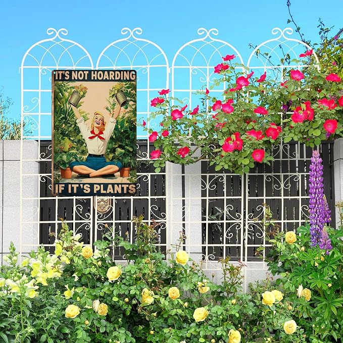It's Not Hoarding lf lt's Plants Garden Signs-Funny Garden Signs for Outside,Gardening Metal Signs Perfect Gifts for Plant Lover Mothers Grandmas and Housewarming 8x12in