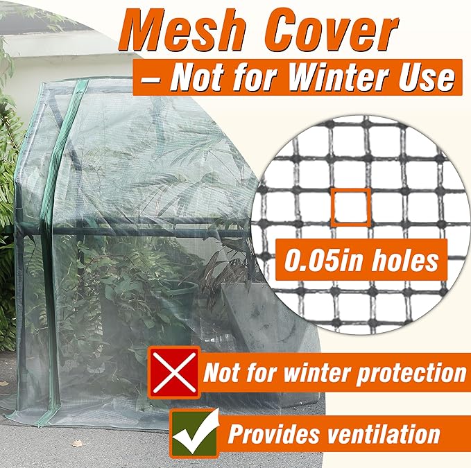 Gardzen Mini Greenhouse with Zipped Mesh Cover, Steel Frame Portable Outdoor Greenhouse, Enhanced Ventilation, Ideal for Spring, Summer & Fall 36.2"(L) x36.2(W) x59.5(H)