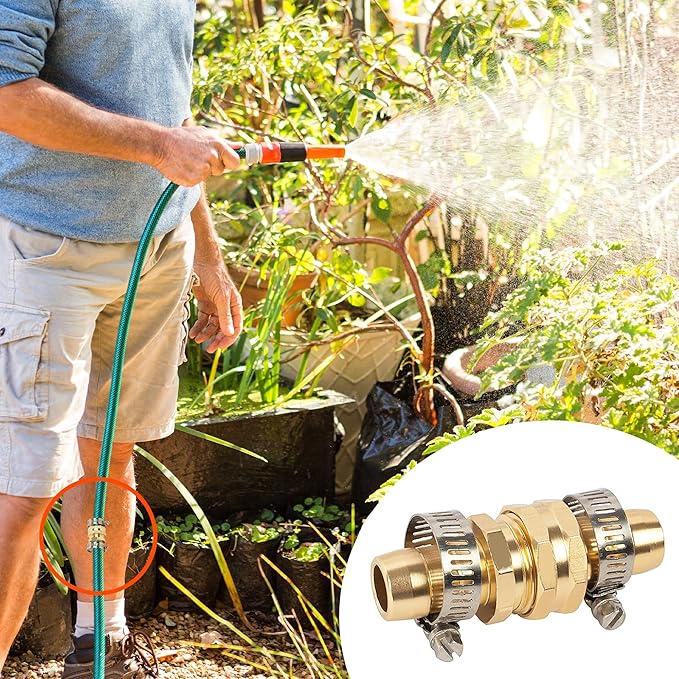 LIULO TOOL Garden Hose Repair Connector with Clamps, Fit for 3/4" or 5/8" Aluminum Garden Hose Fitting, Male and Female Hose Fittings, 3 Sets