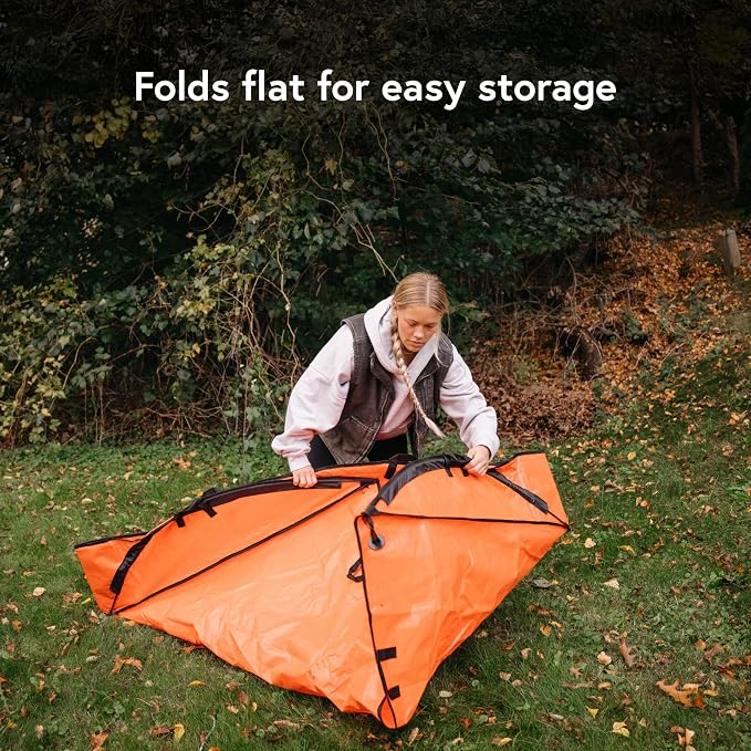 Leaf Tarp for Fast Yard Cleanup –Leaf Collection Tarp with 6 Handles & Ground Stakes – Lawn Leaf Bag for Raking, Garden Debris & Yard Waste Removal, Wind Proof, 5’ x 7’ Large Capacity