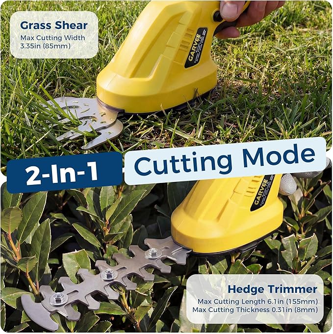 Cordless Hedge Trimmer & Grass Shear, 7.2V 2-In-1 Electric Handheld Shrub Trimme, Lightweight Rechargeable Bush Trimmers, Brushless Motor, with Type-C Cable, Dual Safety Switch, for Lawn, Garden, Yard