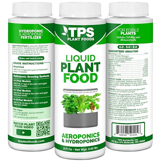 Liquid Plant Food for use in AeroGarden, IDOO and Hydroponic Growing Systems, Liquid Fertilizer 8 oz (250mL)