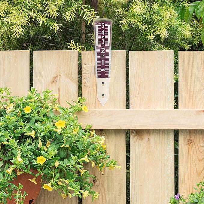 La Crosse 704-1531R-INT Large Magnifying Easy Read 5-Inch Capacity Acrylic Rain Gauge in Burgundy