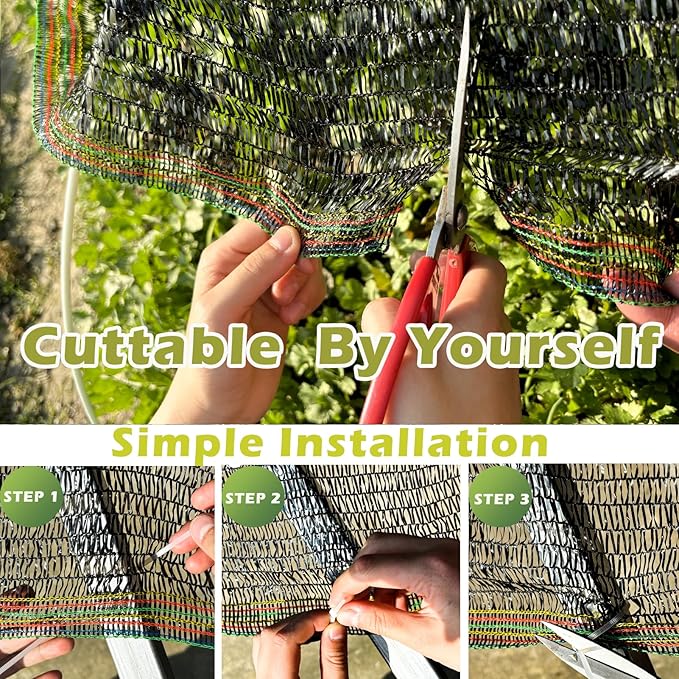 55% Shade Cloth for Garden, Sunblock Mesh UV Resistant Net for Vegetables Flowers Greenhouse Raised Bed, Plant Shade Cover from Sun, Black (6.5X20 FT)