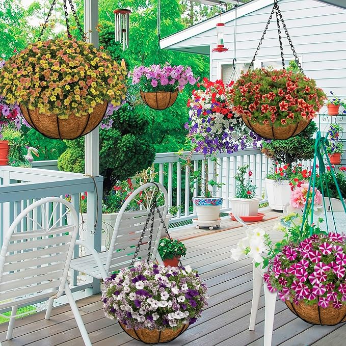 ZeeDix 16 Inch Coco Liners for Hanging Baskets, 3 Pack Round Coco Liner 100% Natural Coco Fiber Coconut Liners for Planters Flowers Vegetables