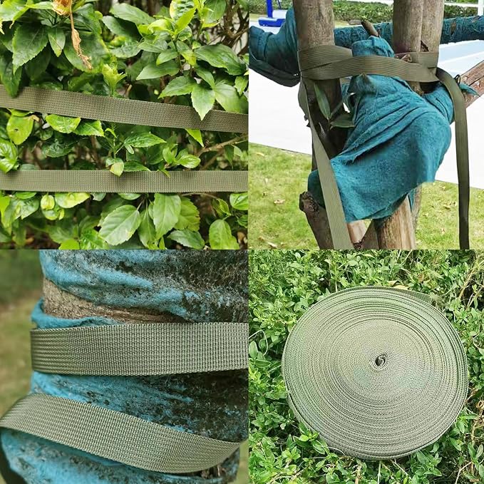 1 Roll 65.6 Feet Tree Tie for Plant Support Garden Strap 1 Inch Width Staking and Guying Material 1,800 Lbs Strength (Black)