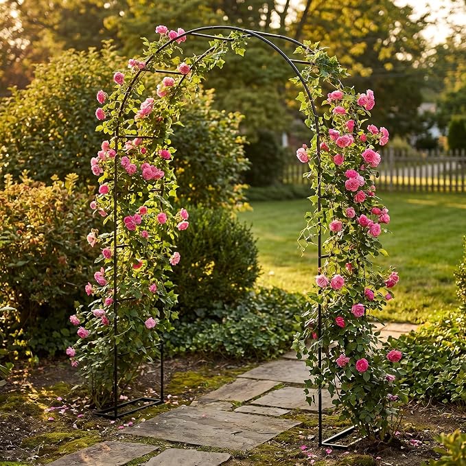 Thorise 7.9 Ft H x 4.6 Ft W Metal Pergola Arbor,Assemble Freely 2 Sizes,for Various Climbing Plant Wedding Garden Arch Bridal Party Decoration Wide Arbor
