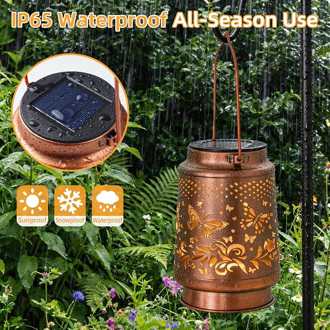 Solar Lanterns Outdoor Waterproof, Butterfly Birthday Gifts for Women Mom Grandma, Garden Hanging Solar Lantern Lights for Patio