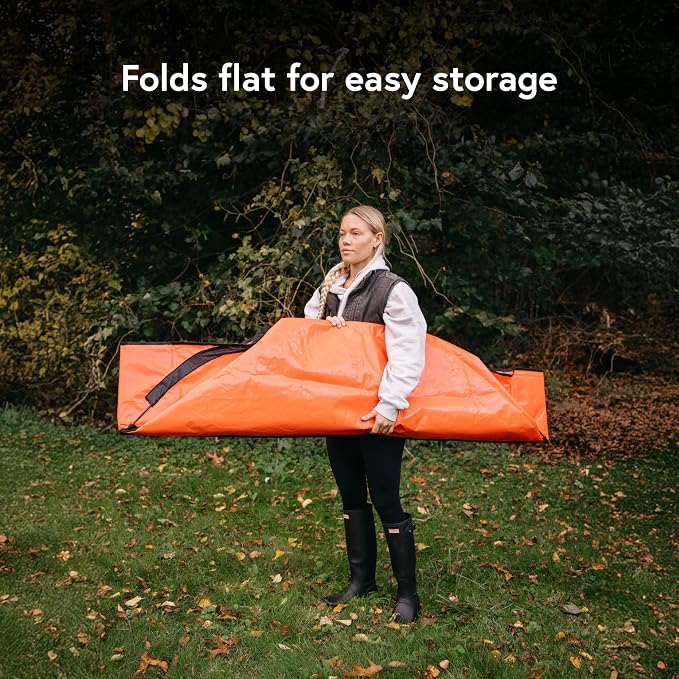 Leaf Tarp for Fast Yard Cleanup –Leaf Collection Tarp with 6 Handles & Ground Stakes – Lawn Leaf Bag for Raking, Garden Debris & Yard Waste Removal, Wind Proof, 4’ x 6’ Capacity