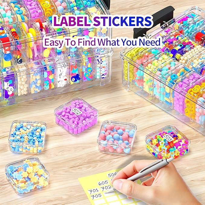 Bead Organizer Box 120 Pcs, 4-Tier Large Capacity Stackable Bead Storage Containers, Portable Plastic Craft Organizers for Jewelry Making, Bracelets, DIY, Nail Art Charms