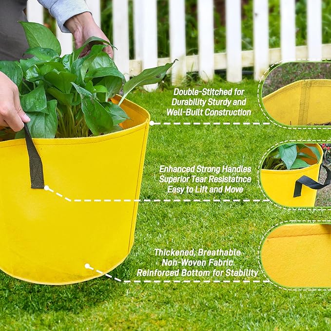 15-Gallon Fabric Grow Bags (7 Pack of Mix Colors) with Handles for Potato Tomato Flower and Vegetables