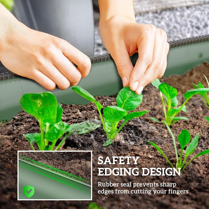 Outsunny 3.5' x 2' x 1' Galvanized Raised Garden Bed Kit, Outdoor Metal Elevated Planter Box with Safety Edging, Easy DIY Stock Tank for Growing Flowers, Herbs & Vegetables, Green