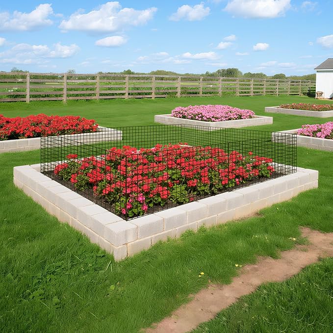 8 Pack Plant Protectors from Animals, 16"x 12" Wire Plant Protector, Wire Cages for Plants with Stakes and Cable Ties, Metal Plant Cages for Plants, Vegetables, Flowers