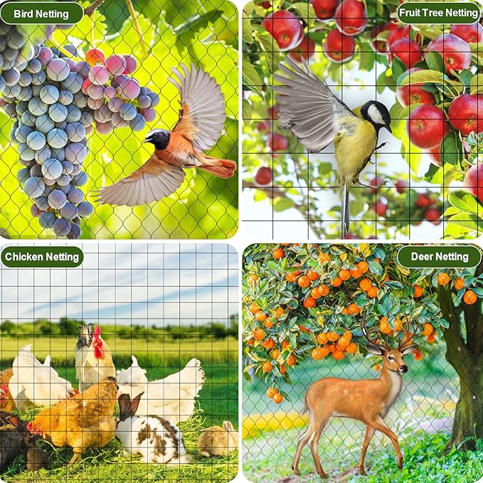 FEED GARDEN Garden Netting 7FT x 25FT for Raised Beds, Heavy Duty Bird Netting & Deer Fence with 3/4 Inch Mesh, UV Resistant Garden Cover for Strawberries, Vegetables, Flowers and Garden Plants
