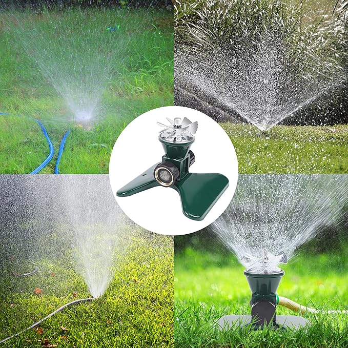 Biswing 3 Pack Lawn Sprinkler, Heavy Duty Metal Square Garden Sprinkler, 360 Degree Large Area Irrigation, Connectable Rotating Automatic Water Sprinklers for Yard Lawn Garden Watering