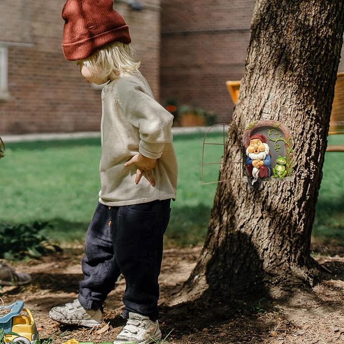 Outdoor Garden Statues, Resin Gnome Tree Hugger Faces, Whimsical Yard Sculpture, Durable Garden Peeker Art, Waterproof & Handcrafted, Unique Christmas Decorations Outdoor Ornament Gift