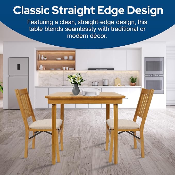 Stakmore Classic Straight Edge Square Wood Folding Card Table, 32" x 32", Oak - Foldable Wooden Tabletop Furniture for Cards, Board Games, Dining, and Extra Seating