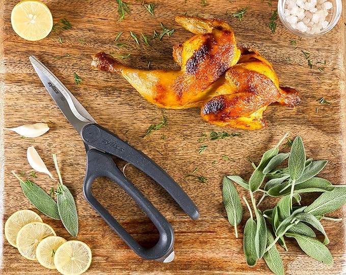Zyliss All Purpose Shears - Stainless Steel, Heavy-Duty Kitchen Scissors for Food - Spring-Assisted Chef Scissors for Poultry, Vegetables & More - Dishwasher Safe - Multi-Purpose Kitchen Tool