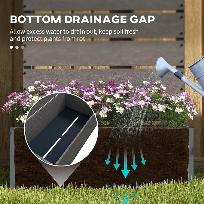 Outsunny Raised Garden Bed with Trellis for Climbing Plants, Planter Box with Self Draining Gap, Freestanding Trellis Planter for Outdoor, Patio, Deck, 28.25" x 15" x 59", Gray