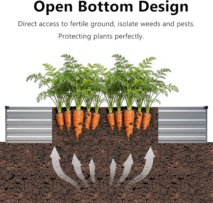zunatu 10x2x1ft(2 Pack) Galvanized Raised Garden Bed,Outdoor Planter Boxes Metal Patio Kit Planting Bed for Vegetables Flowers,Silver