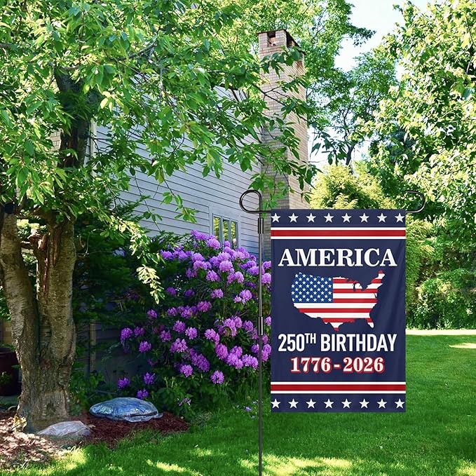 USA 250th Birthday Garden Flag 12x18 Inch 1776-2026 250 Years Anniversary Celebration Activity Sign for Outdoor Garden Lawn Anniversary Flag Sign (250th Birthday Garden Flag 12x18ft)