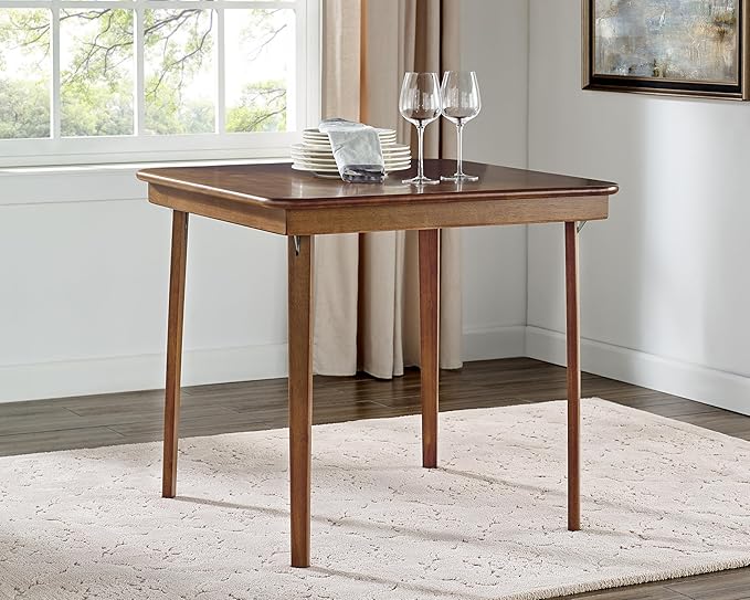 Stakmore Classic Straight Edge Square Folding Card Table 32x32 - No Assembly Wooden Foldable Card Table, Bridge, Board Game, Steel Mechanism, Folding Legs, Space-Saving, Fruitwood Frame