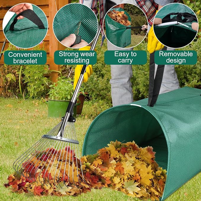 60 Gallon Leaf Collector,Collapsible Lawn & Leaf Bag,Heavy Leaves Pick up Tool Reusable Yard Waste Bags,Large Yard Dustpan Type Garden Bag for Leaves,Debris,Grass,Clippings,Lawn Trash