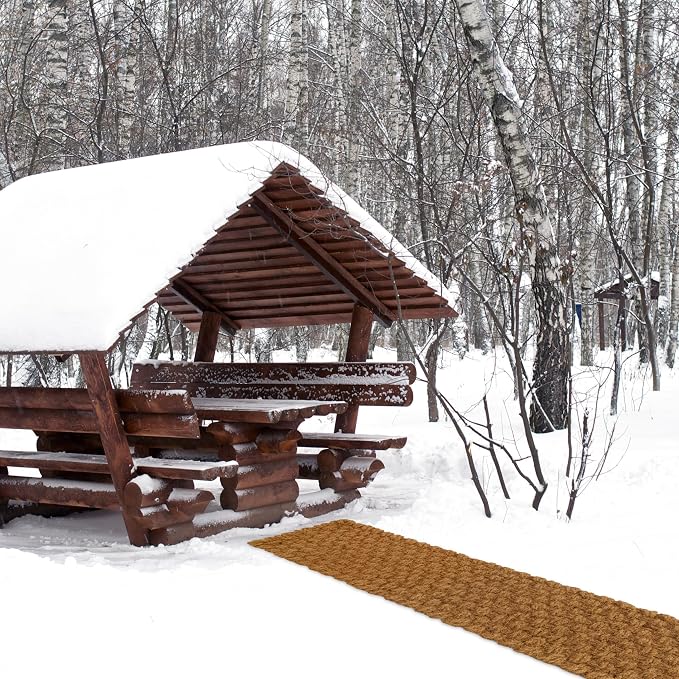 BARIEN 17” x 6 Ft Garden Pathway, 100% Natural Coco Coir Roll Mats – Hand-Woven Coir for Garden Walkway - Snow Mats for Walkway (17" x 6Ft)