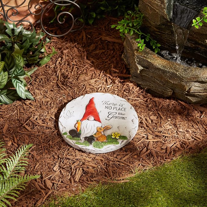 DII Cement Stepping Stone Collection Decorative Colorful, 9.75" Diameter, No Place Like Gnome