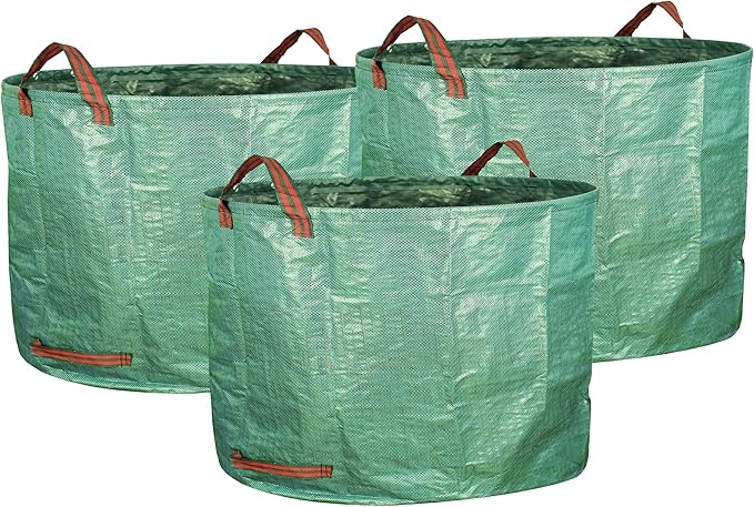 Gardzen 3-Pack 16 Gallons Garden Bag - Reuseable Heavy Duty Gardening Bags, Lawn Pool Garden Leaf Waste Bag