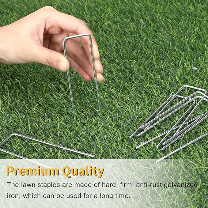 60 Pack 4 Inch Landscape Staples, Garden Staples 12 Gauge Galvanized Ground Stakes Lawn Yard Staples SOD U-Shaped Pins for Gardening Irrigation Tubing Landscaping Fabric