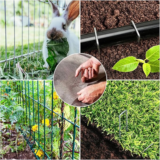 240 Pack 6 Inch Landscape Staples, Garden Stakes Galvanized Tent Stakes Heavy Duty 11 Gauge SOD Landscaping Fabric Pins Yard Ground Lawn Staples for Plant Cover, Turf, Fence, Grass Decoration
