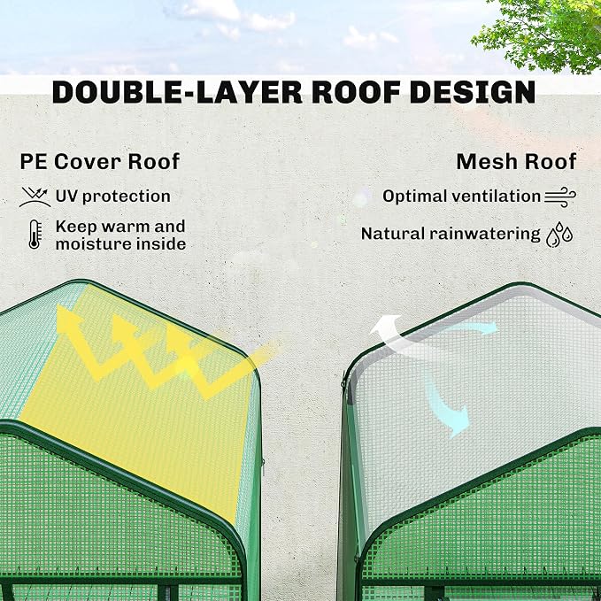 Outsunny 3 Tier Mini Greenhouse with Screen Roof, 27.6" x 19.7" x 50", Portable Small Greenhouse with High Strength PE Cover, Roll-Up Zipper Door for Garden Yard Backyard, Green