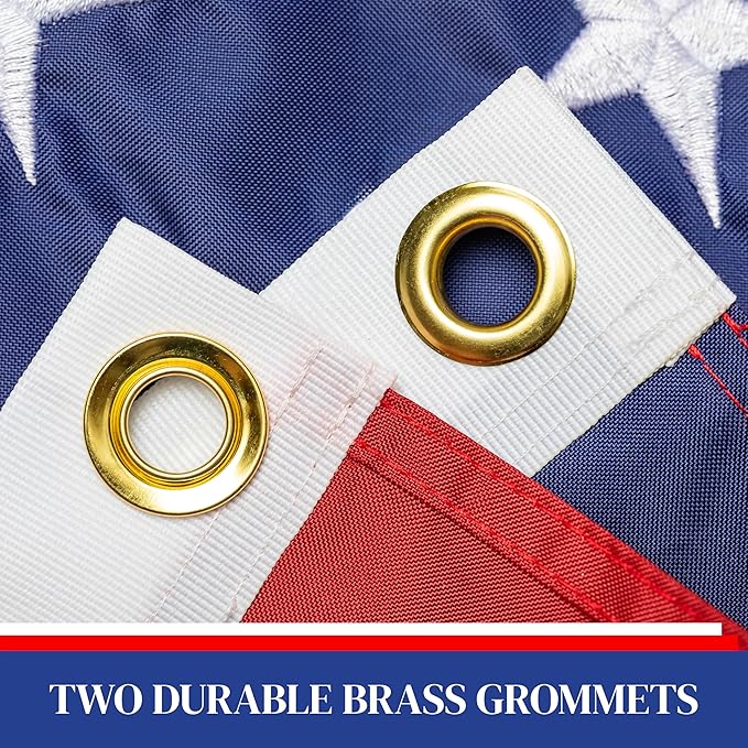 Evergreen Flag American Flag 3'x5' Estate Size with 2 Grommets | Heavy Duty Outdoor Flag | Embroidered Stars and Stripes and Quadruple Stitched Edge | USA Residential or Commercial