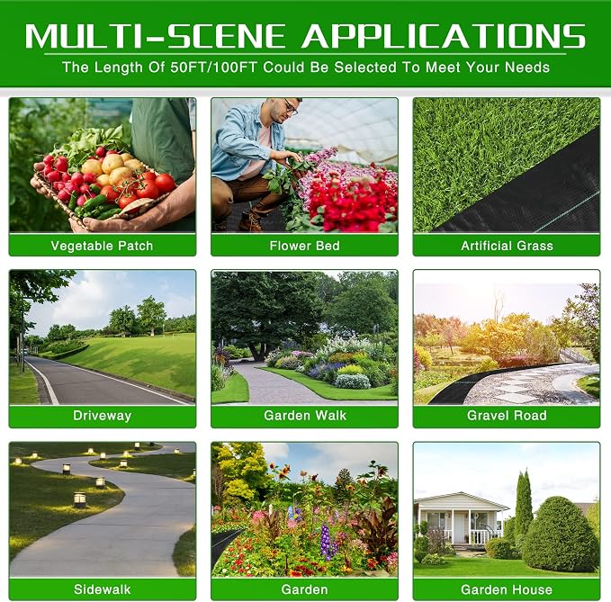 4FT x 100FT Weed Barrier Landscape Fabric Heavy Duty, Thicken Garden Fabric Weed Mats, Weed Control Garden Cloth, Woven Geotextile Fabric for Garden Beds, Underlayment, Commercial Driveway