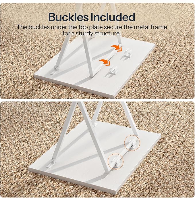 HOOBRO Folding TV Tray Tables, Set of 2 Side Table for Small Space, Industrial Snack Tables for Eating at Couch, Stable Metal Frame, Easy Assembly, Space Saving, White WW25BZ01N1