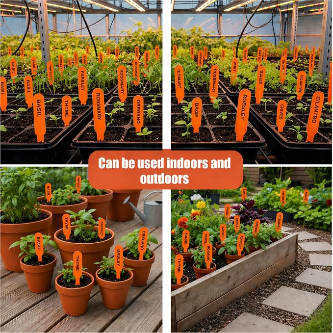 Novabright 500 Pcs Plastic Plant Labels 5 Inch Plant Name Tags for Seedlings Garden Waterproof Plants Markers Nursery Plastic Planting Tags Seed Label for Outdoor Garden Label Pot Stakes(Orange)