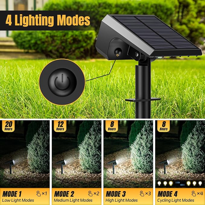 Solar Spot Lights Outdoor, [10 pack/118 LED] 4 Modes Auto On/Off Solar Landscape Spotlights, Ip67 Waterproof Solor Powered Pathway Lights for Outside Yard Garden Walkway Tree Patio (Cool White)