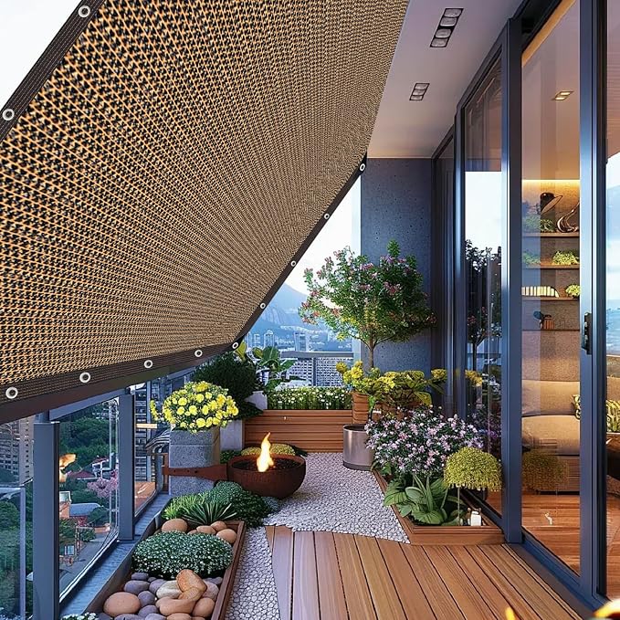 80% Shade Cloth -6.5x6.5FT Sunblock Net with Grommet,Lightweight and Durable UV Protection,Shade Cloth for Garden Patio Pergola Balcony Plants Greenhouse Dog Kennel Chicken Coop Outdoor