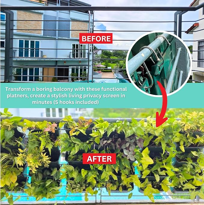 LaLaGreen Vertical Garden Planter – 24 Pack 13 Inch Dark Green Hanging Pots for Vertical Gardening, Indoor Outdoor Garden Use, Green Wall, Patio and Porch Decor, Ideal for Herbs, Flowers, Home Display