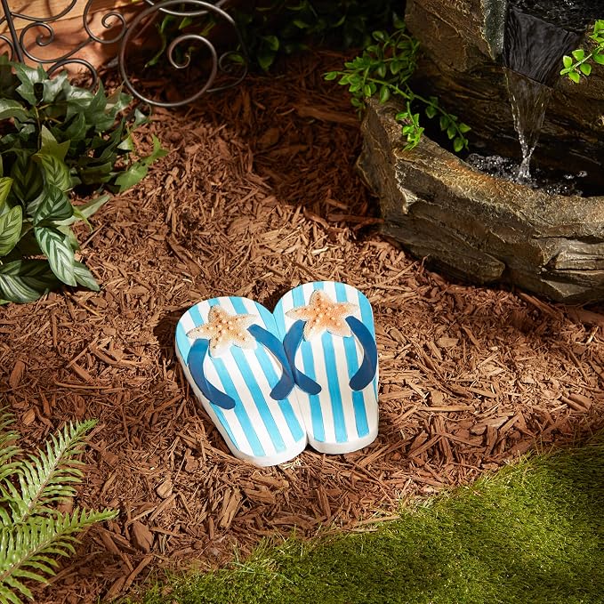 DII Cement Stepping Stone Collection Decorative Colorful, 9x9.5, Starfish Flip Flops