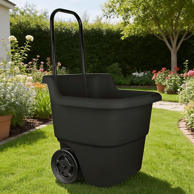 15-Gallon Resin Lawn & Garden Cart – Utility Wagon for Yard Work, Gardening, and Outdoor Storage, Assembled Dimensions: 20.75" L x 22.5" W x 35.75" H