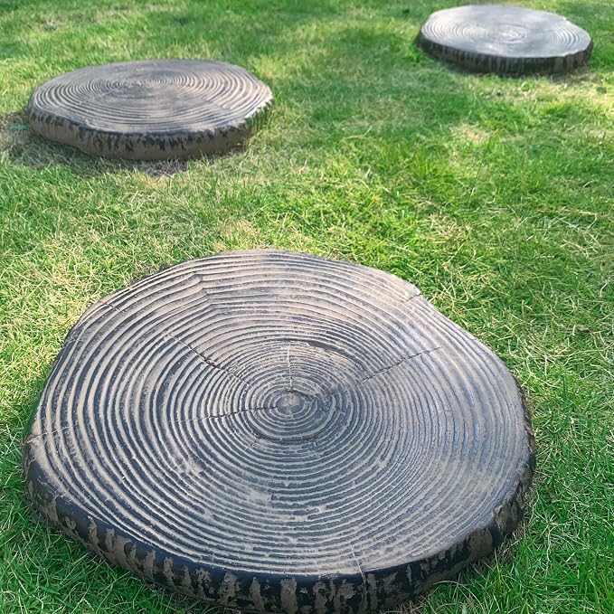 Stepping Stones Outdoor, Garden Decor,Realistic Tree Ring Design Decorative for Garden Path Walkway, Rustic Yard Decor Patio Lawn Accessories