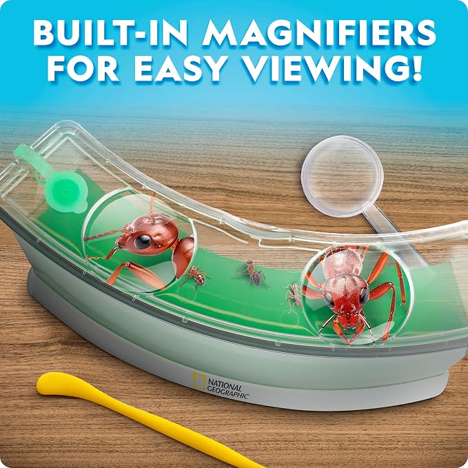 National Geographic Ant Habitat Kit - Light-Up Ant Terrarium with Built-in Magnifiers, Tunnel Starter Tool & More, Ant Activities for Kids, Ant Home, Ant Colony, Ant Habitat, Ant House for Kids