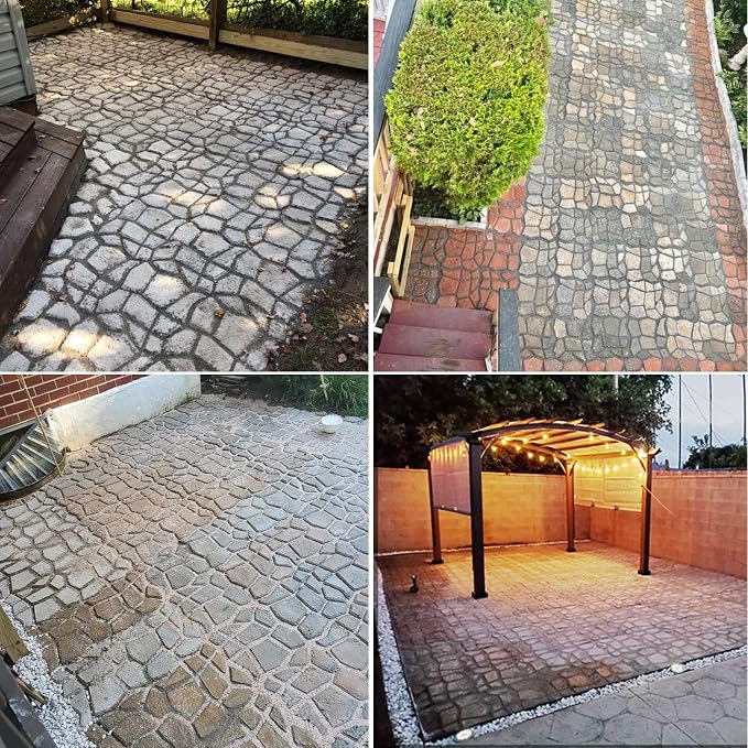 VanSmaGo 2 Packs 16.9 x 16.9 x 1.6 inch Walk Maker, Path Mate Stone Moldings Paving Pavement Concrete Molds Stepping Stone Paver Walk Way Cement Mold for Patio, Lawn & Garden