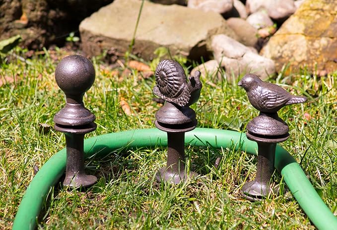 Abbott Collection Hose Guide Stake with Ball - Cast Iron, Black (11.5" H)