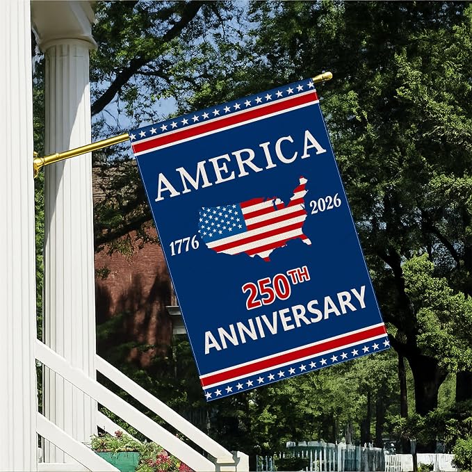 250 Anniversary Garden Flag, 250th Anniversary America Banner USA 4th of July Patriotic Freedom Yard Sign Double-Sided Waterproof Flag 28x40 Inch