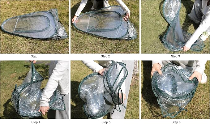 Gardzen 27"x27"x31" Pop up Grow Greenhouse Small Greenhouse, Steel Frame Portable Plant Flowers Mini Green House Zipper Cover for Outdoor & Indoor Use