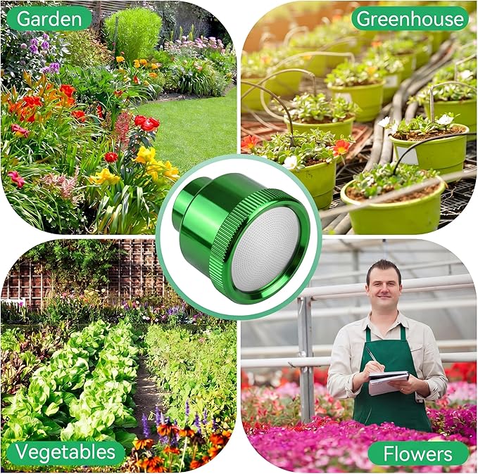 Dreyoo 1 Pack Water Nozzle with 3000 Tiny Holes, 3/4'' Aluminium Alloy Garden Hose Shower Head with PTFE Thread Seal Tape for Outdoor Watering Flowers, Plants, Greenhouse, Nurseryman (2.36'',Green)
